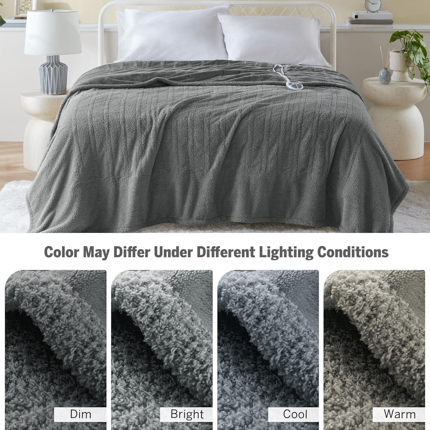 Manta Térmica Serta Individual 157x213 cm Gris Eléctrica