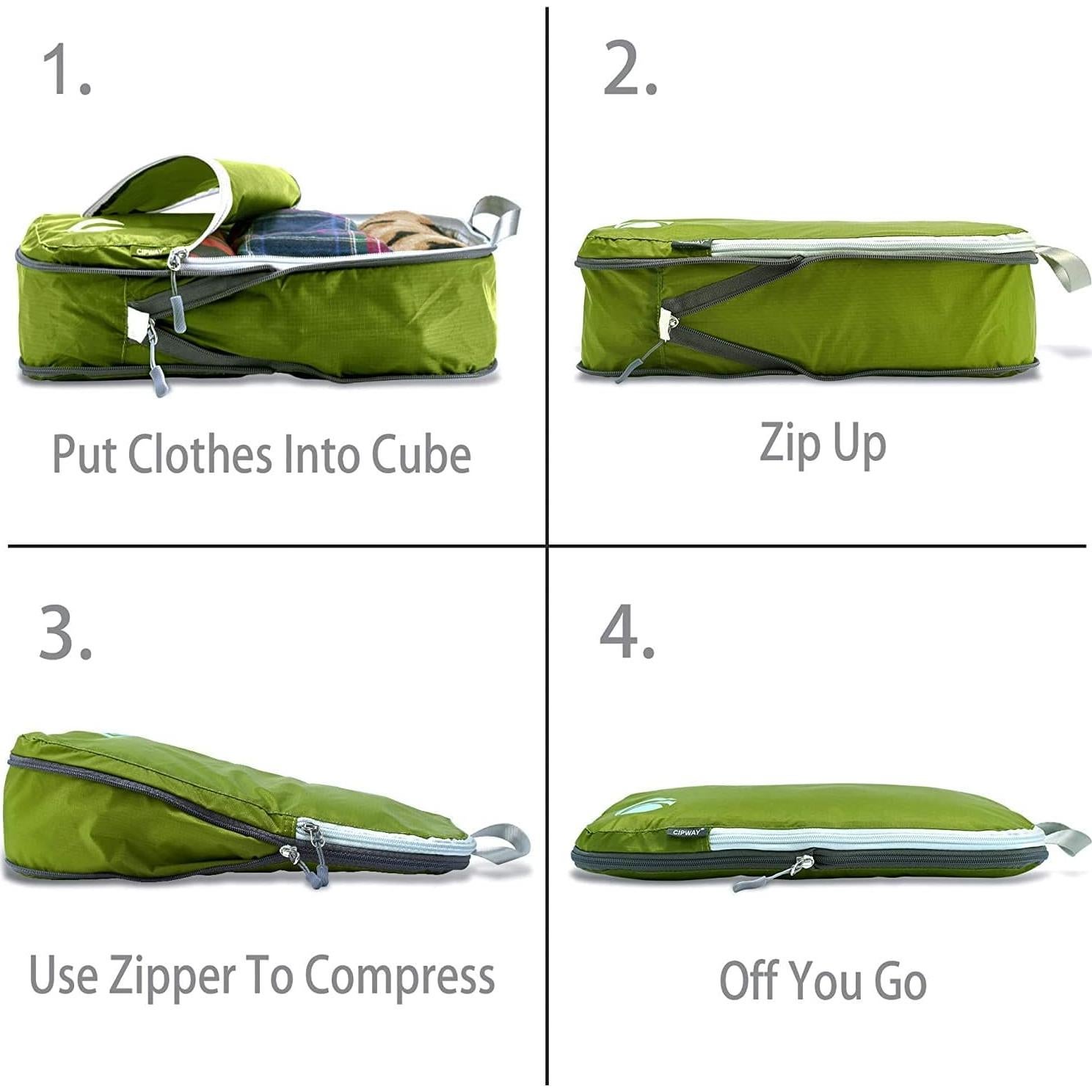 Juego de Cubos de Compresión Cipway 3pcs Verde Ultraligeros