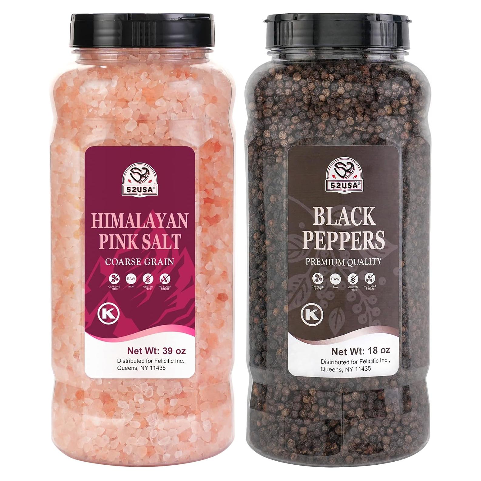 Set de Sal Rosa del Himalaya 1100g + Pimienta Negra 510g 52USA