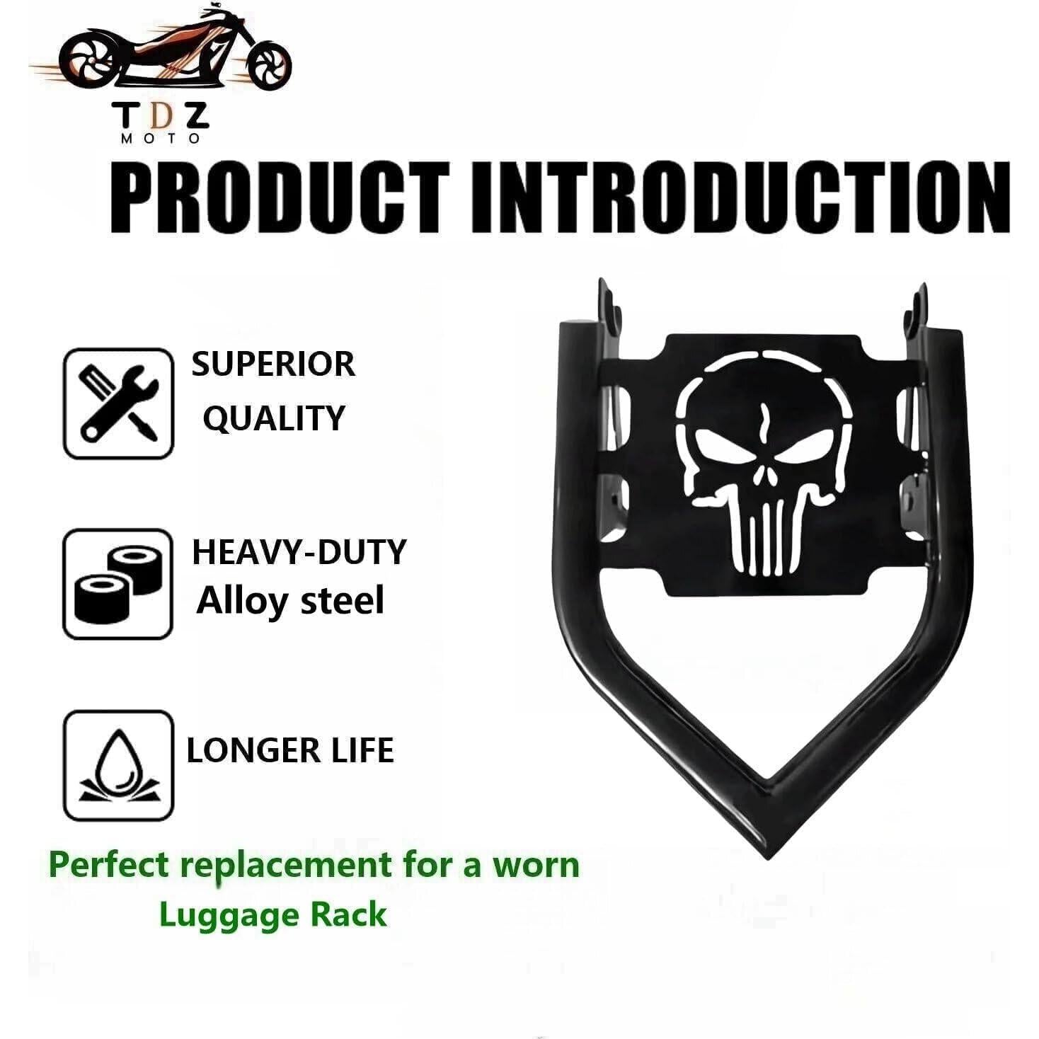 TDZ Black Detachable Luggage Rack for 2009-2025 Harley Touring Street Glide Road King Road Glide Electra Glide