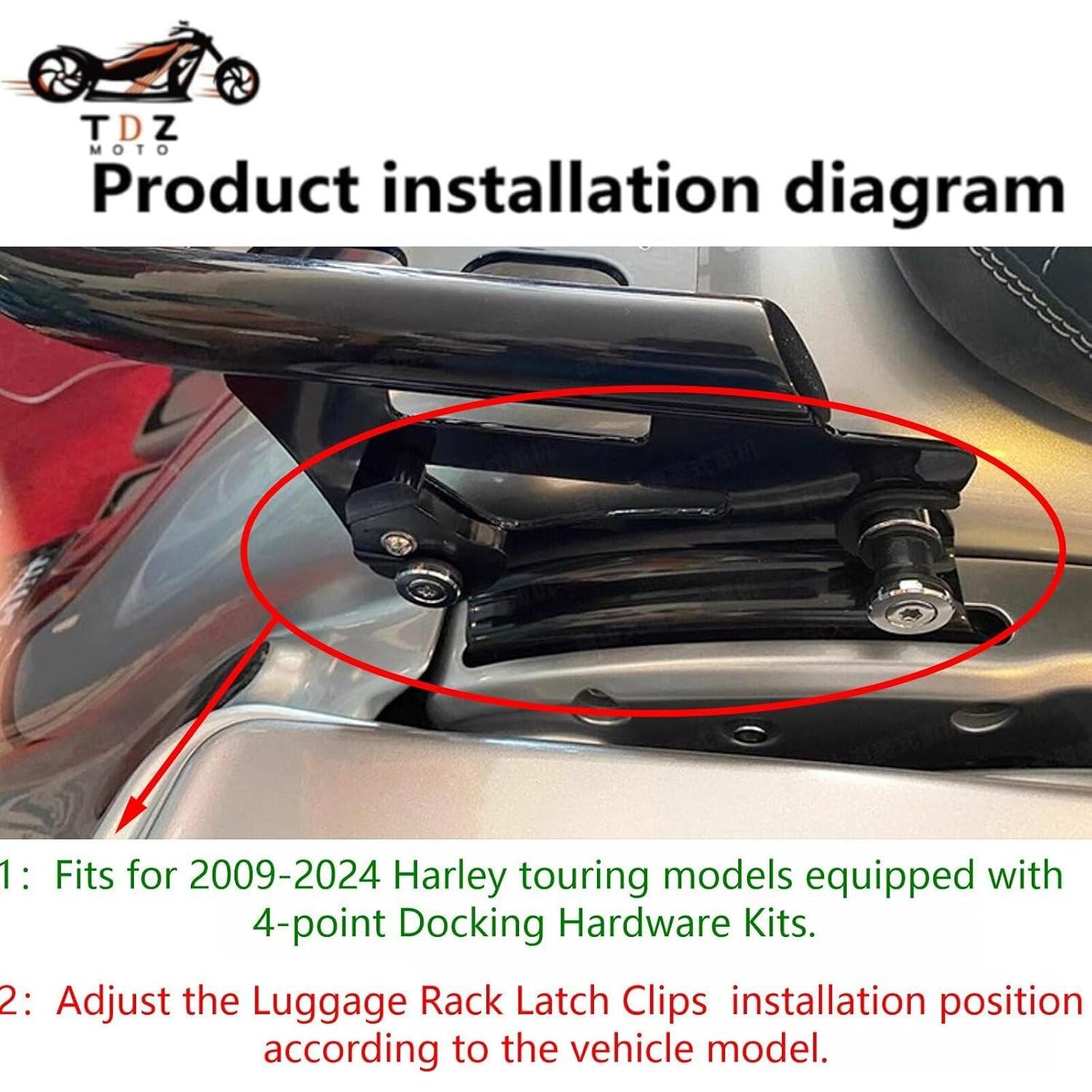 TDZ Black Detachable Luggage Rack for 2009-2025 Harley Touring Street Glide Road King Road Glide Electra Glide