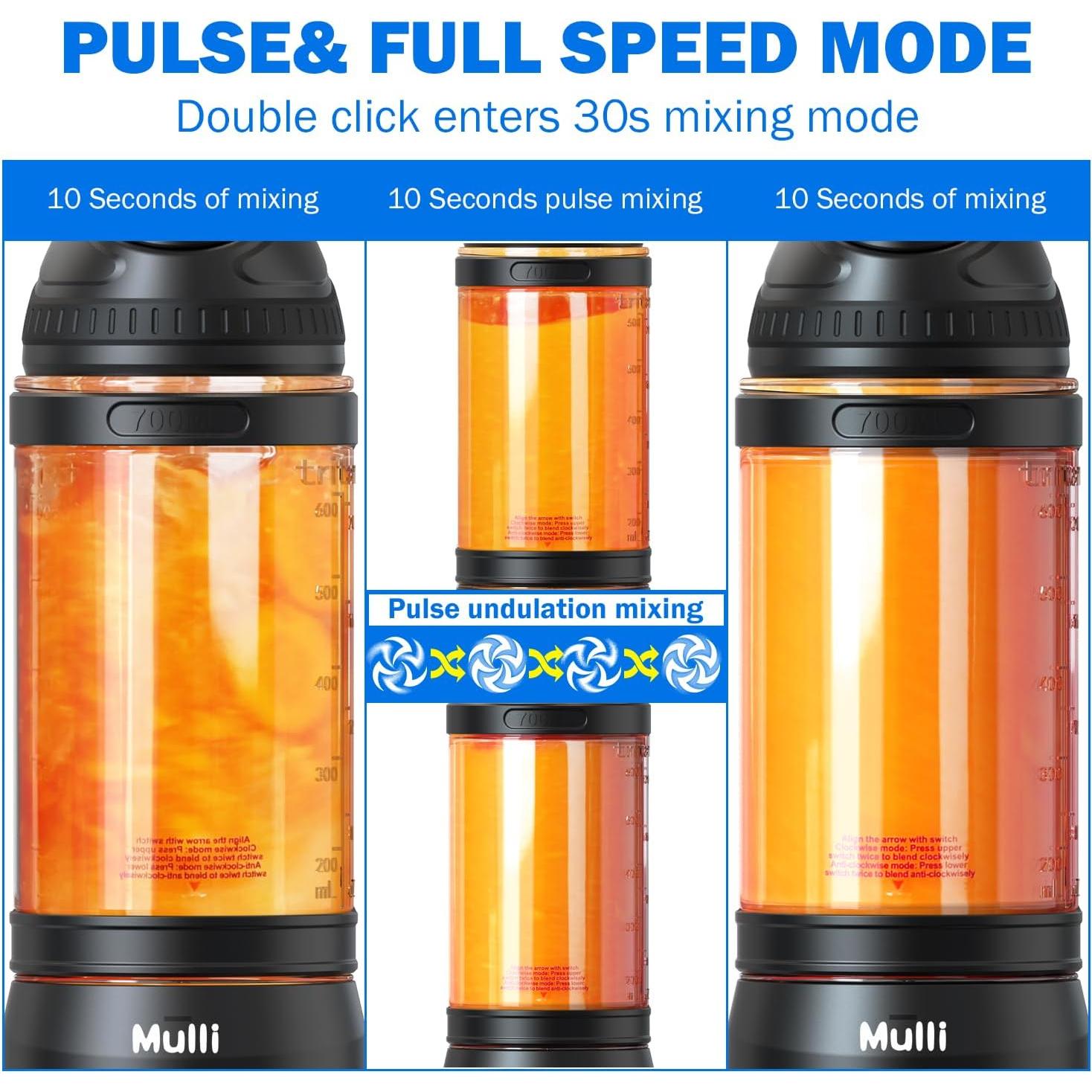 Licuadora Portátil Mulli A11 Pro 24oz Recargable USB Negra