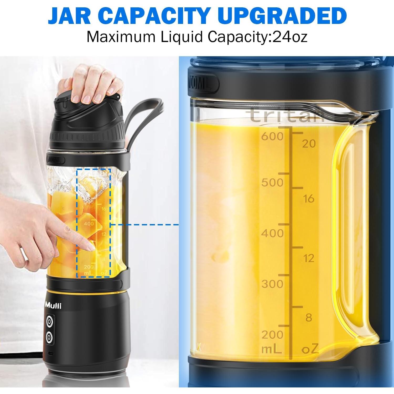 Licuadora Portátil Mulli A11 Pro 24oz Recargable USB Negra