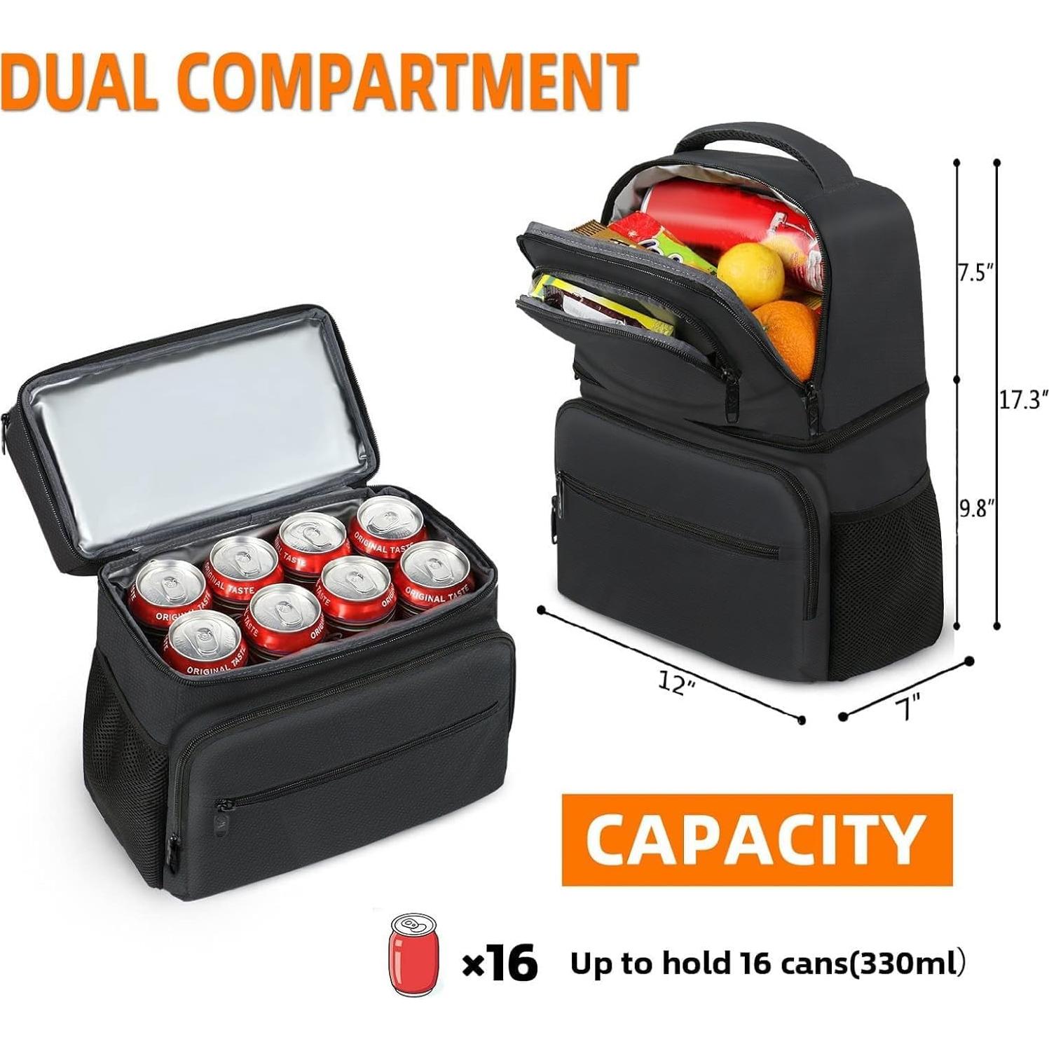 MATEIN Mochila Cooler Aislada 26 Latas Gris para Camping