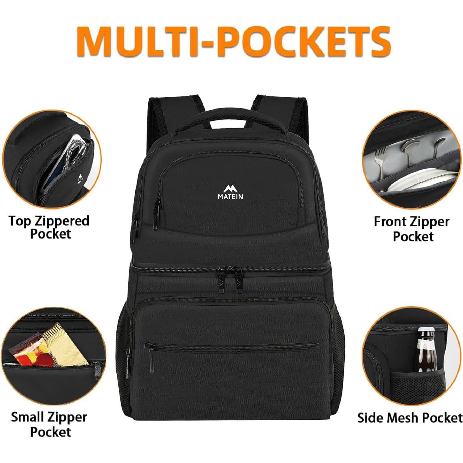 MATEIN Mochila Cooler Aislada 26 Latas Gris para Camping