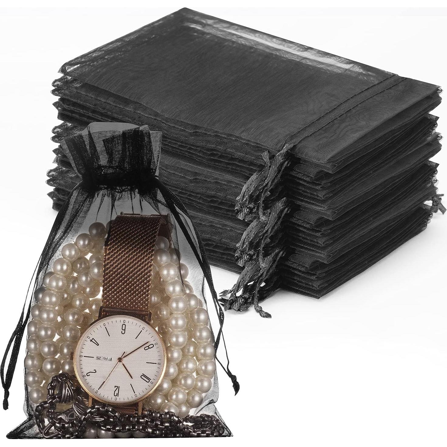 Bolsas de Organza Negras HongyiTime 100PCS 10x15cm