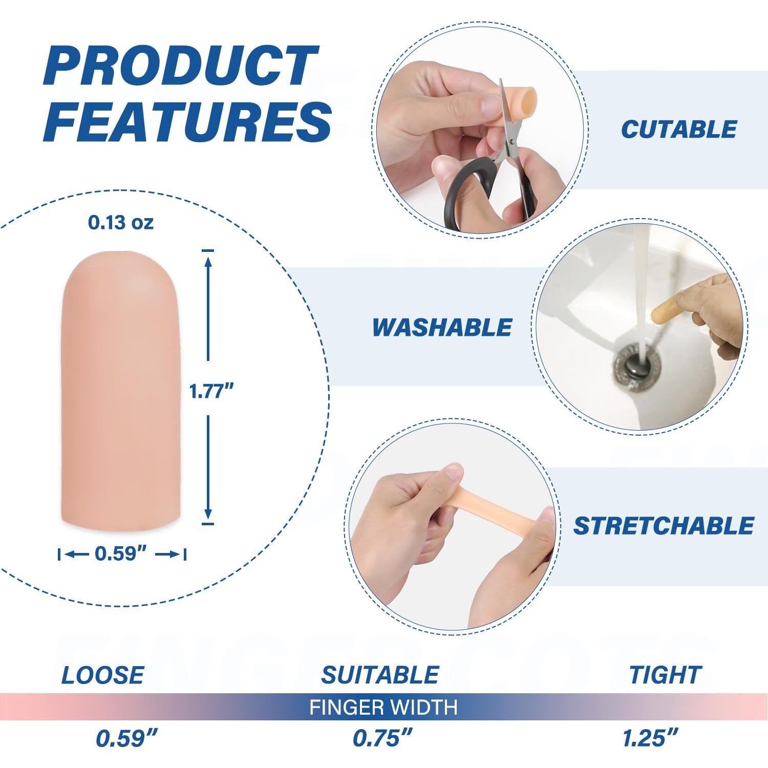 Protectores de Dedos de Gel MasterMo - 10 Fundas Silicona Medianas