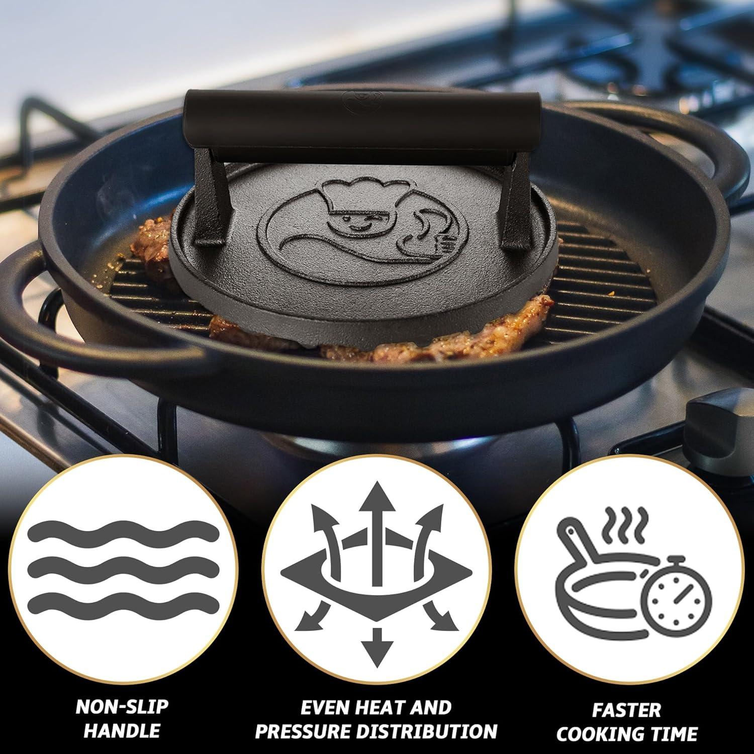 Prensa de Hamburguesas Gourmet Easy de Hierro Fundido 0.88 kg