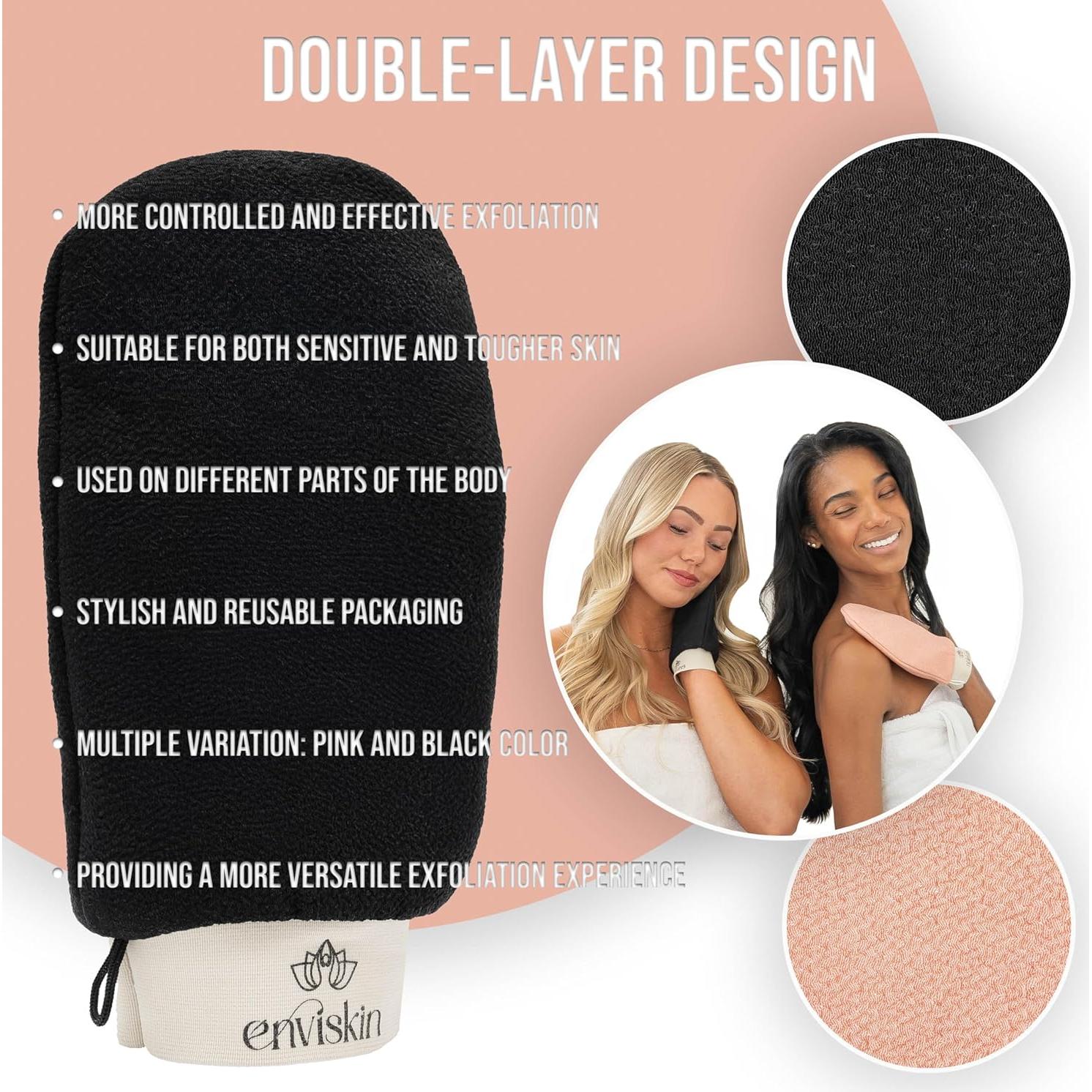 Guantes Exfoliantes Dermaglow - Doble Capa - Negro