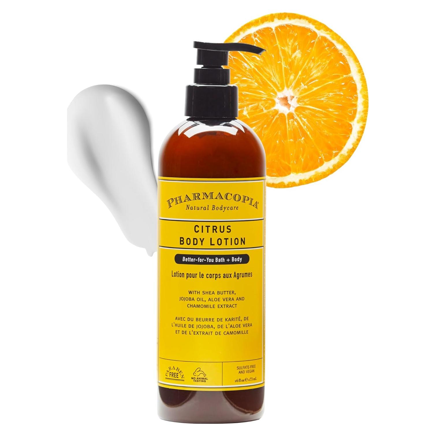 Pharmacopia Citrus Body Lotion - Hydrating Natural Moisturizer with Aromatherapy Benefits - Cruelty-Free Vegan Skin Care - Shea Butter, Aloe Vera, and Jojoba Oil - Lotion for Dry Skin, 16 oz