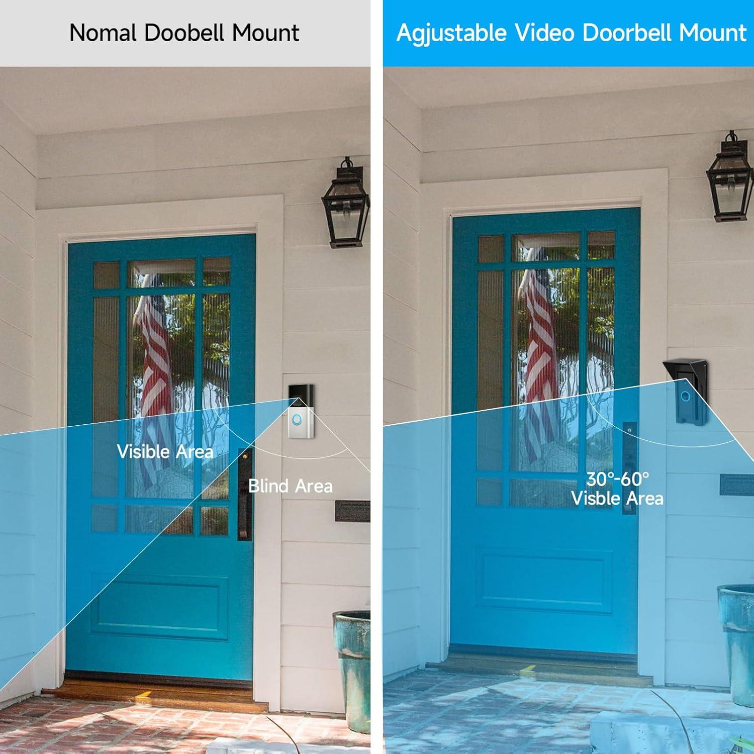 OLAIKE Waterproof 30 to 60 Degree Doorbell Angle Mount for Video Doorbell 1/2/3/3Plus/4/Wired/Pro/Pro2/(2020 Release), Blink and Nest Doorbell Battery/Wired, Black