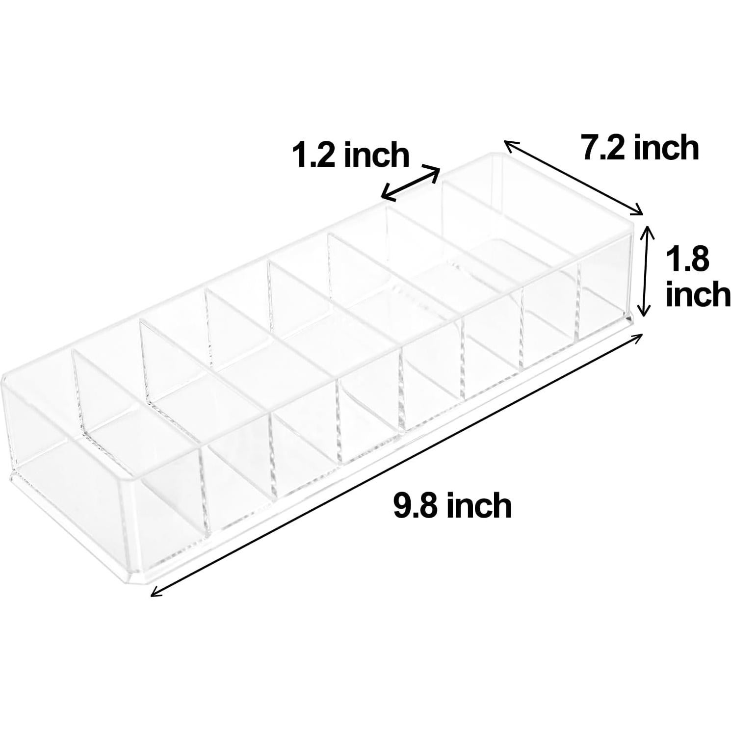 Clear Drawer Organizer, 8 Sections Clear Organizer Drawer Dividers Office Desk Tray Bathroom Makeup Jewelry Trays (9.8×3.1×1.7")