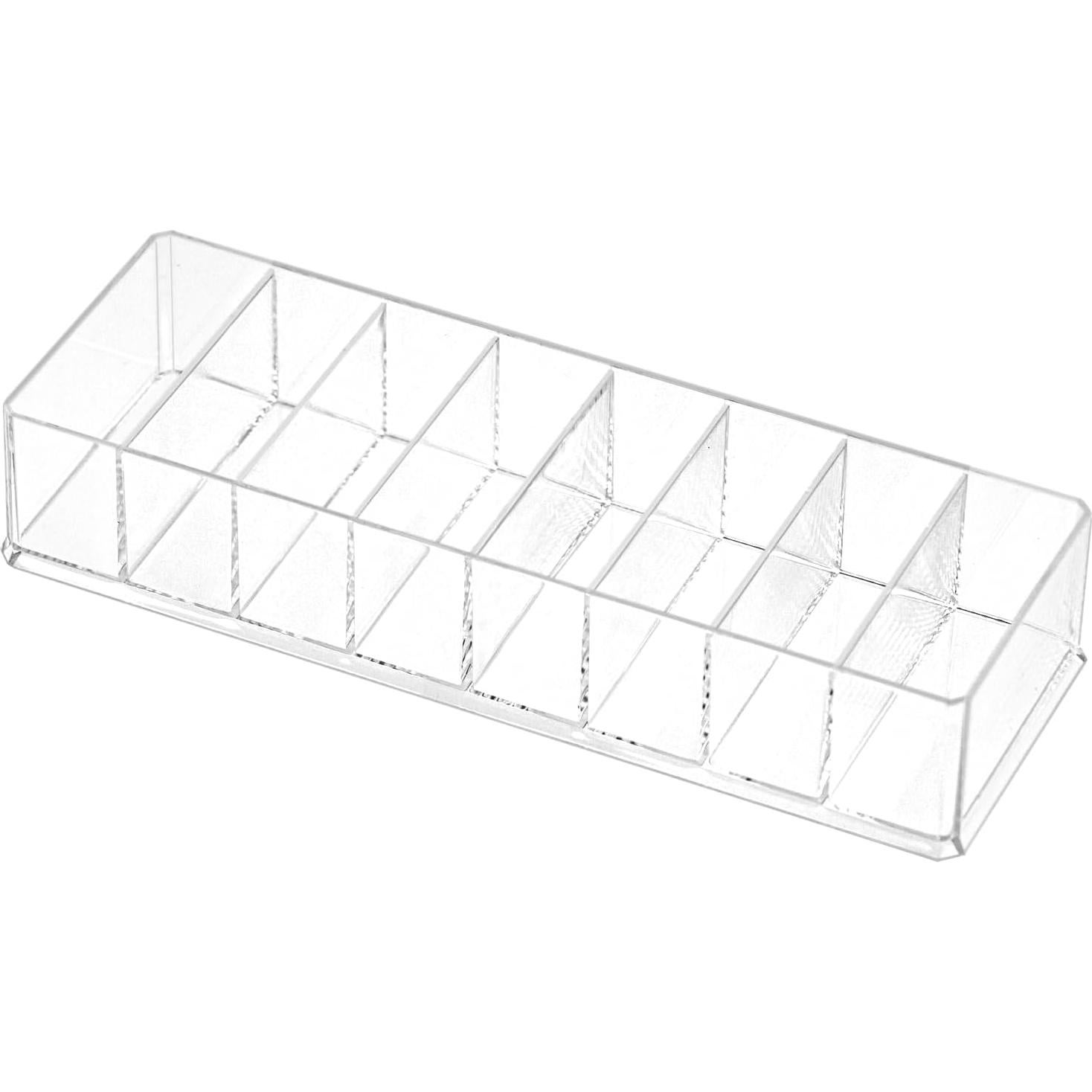 Clear Drawer Organizer, 8 Sections Clear Organizer Drawer Dividers Office Desk Tray Bathroom Makeup Jewelry Trays (9.8×3.1×1.7")