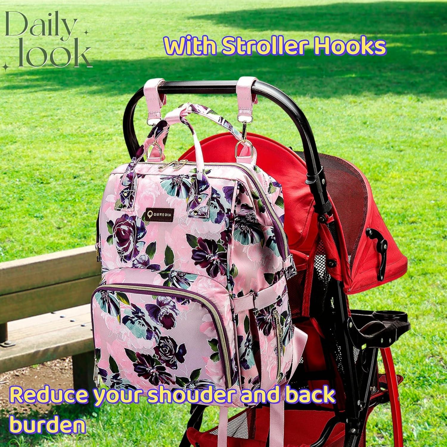 Mochila de Pañales Floral con Cargador USB y 14 Bolsillos