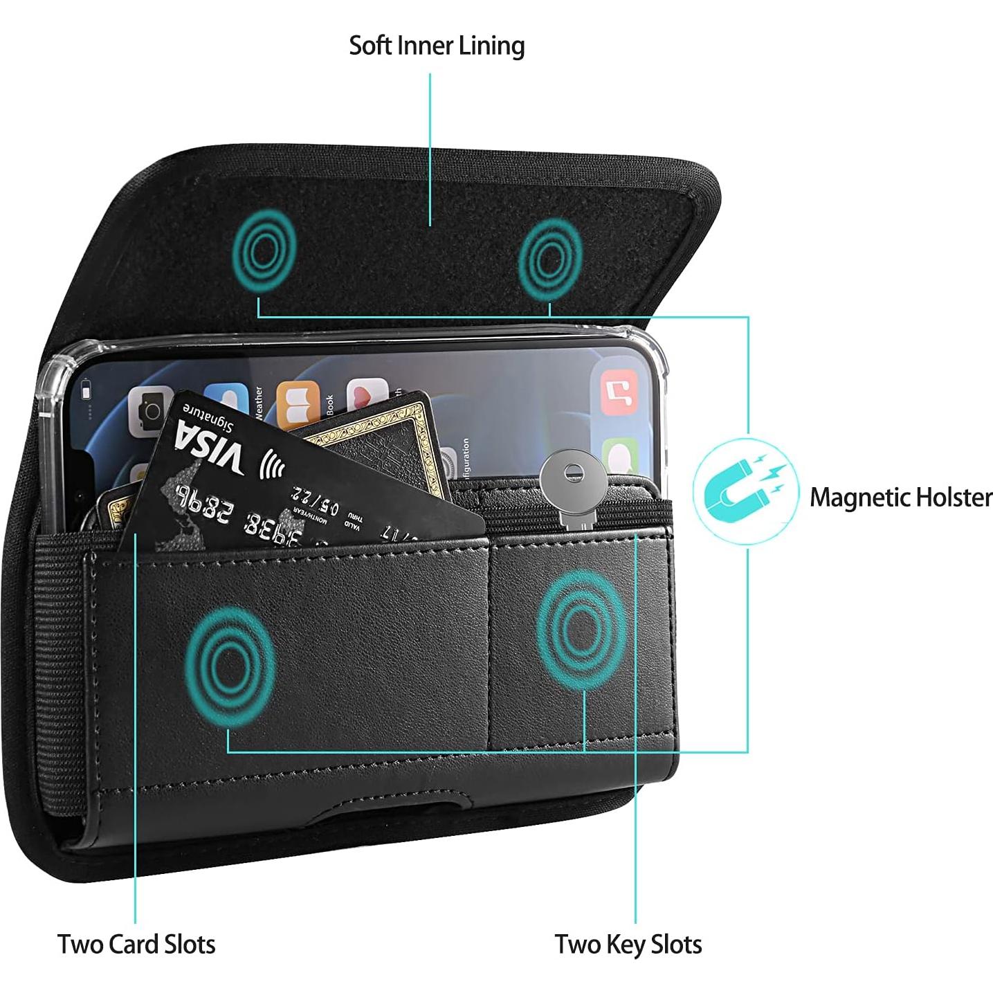 Funda de teléfono celular Seqoiyia con clip y ranura negra