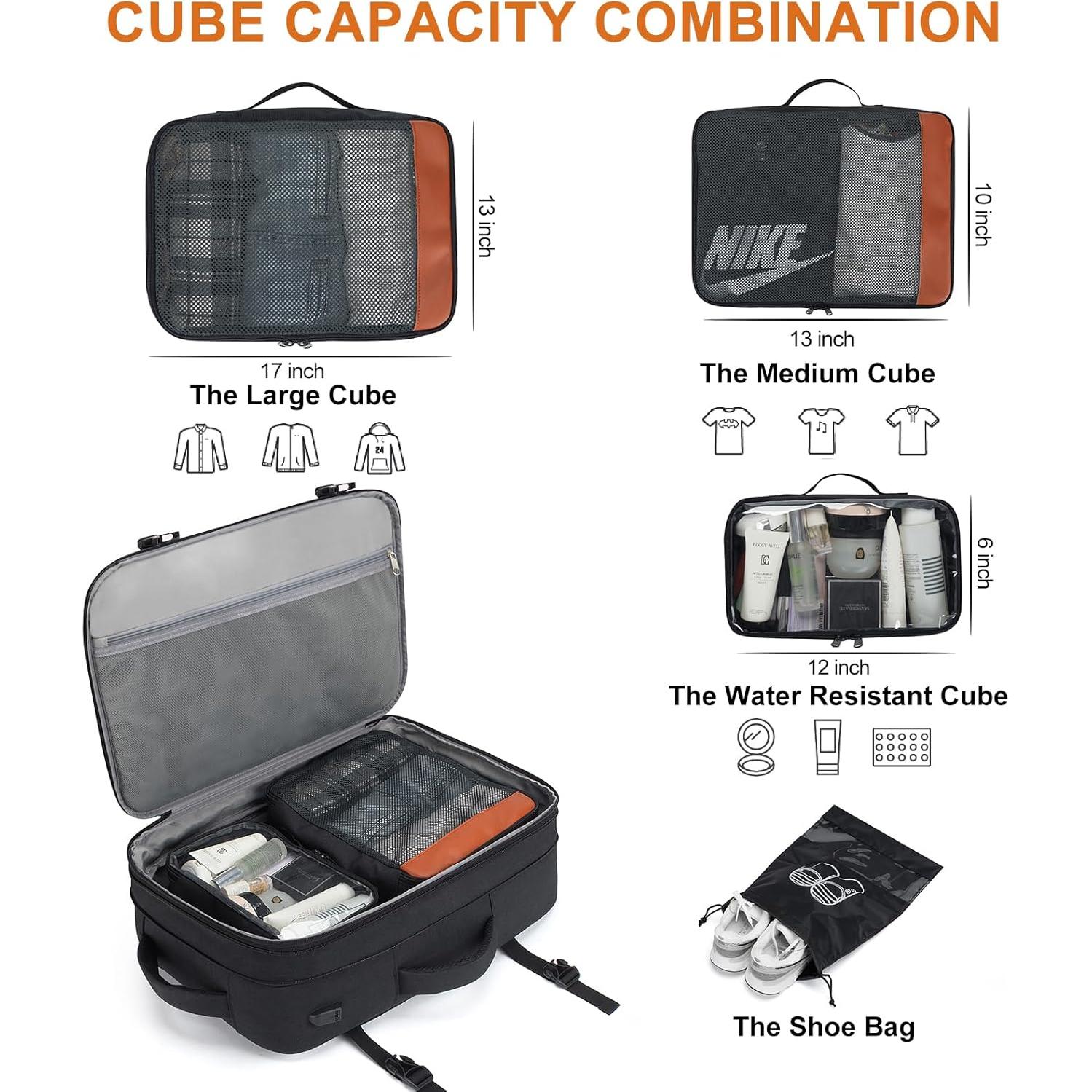 Mochila de Viaje Expandible 42L Bagparkk para Laptop Negra