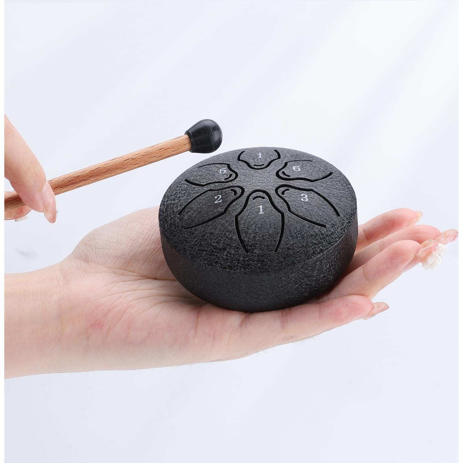 Tambor de Lengua de Acero 20 cm 6 Notas Negro con Accesorios