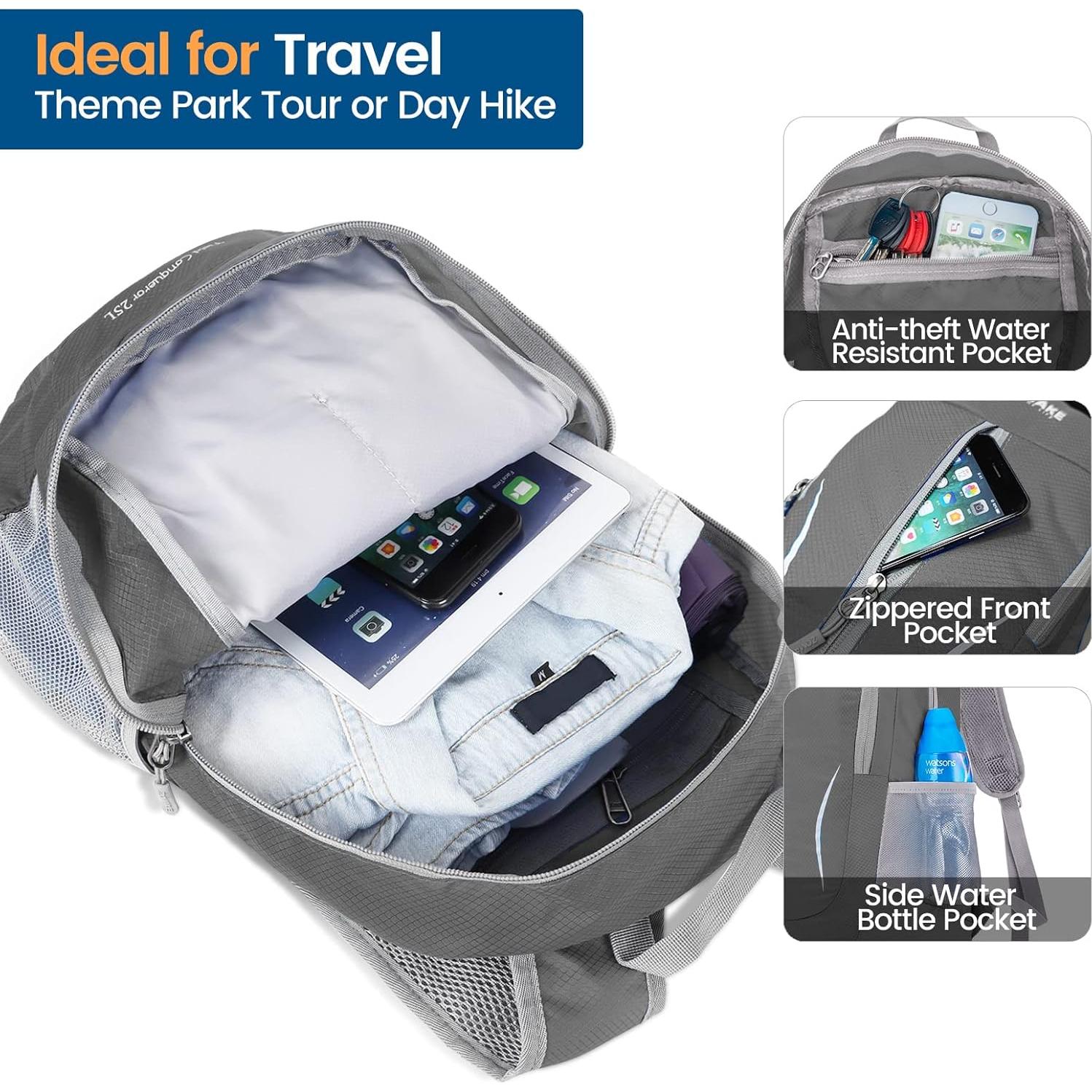 Mochila Plegable Ultra Ligera ZOMAKE 25L Resistente al Agua