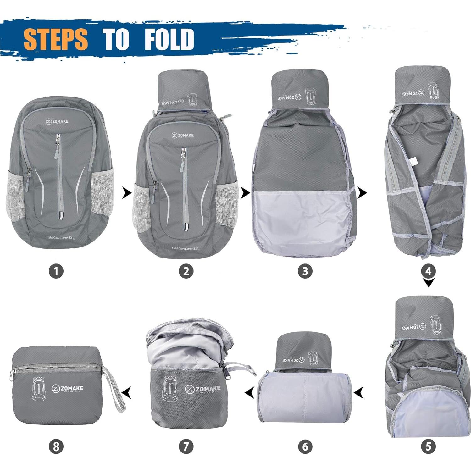 Mochila Plegable Ultra Ligera ZOMAKE 25L Resistente al Agua