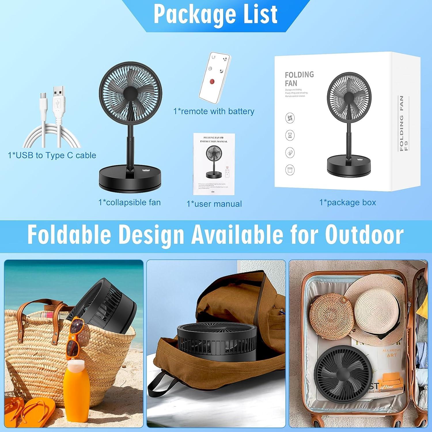 Ventilador de viaje LIPETY P9S oscilante 4 velocidades recargable