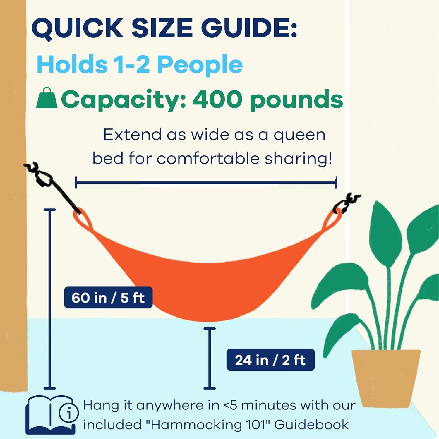 Hamaca Doble Yellow Leaf - Resistente a la Intemperie, Azul-Naranja