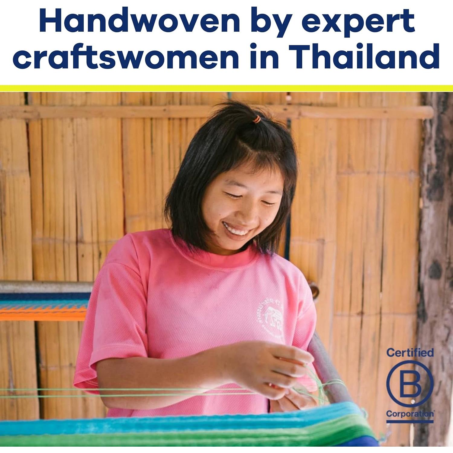 Hamaca Doble Yellow Leaf - Resistente a la Intemperie, Azul-Naranja