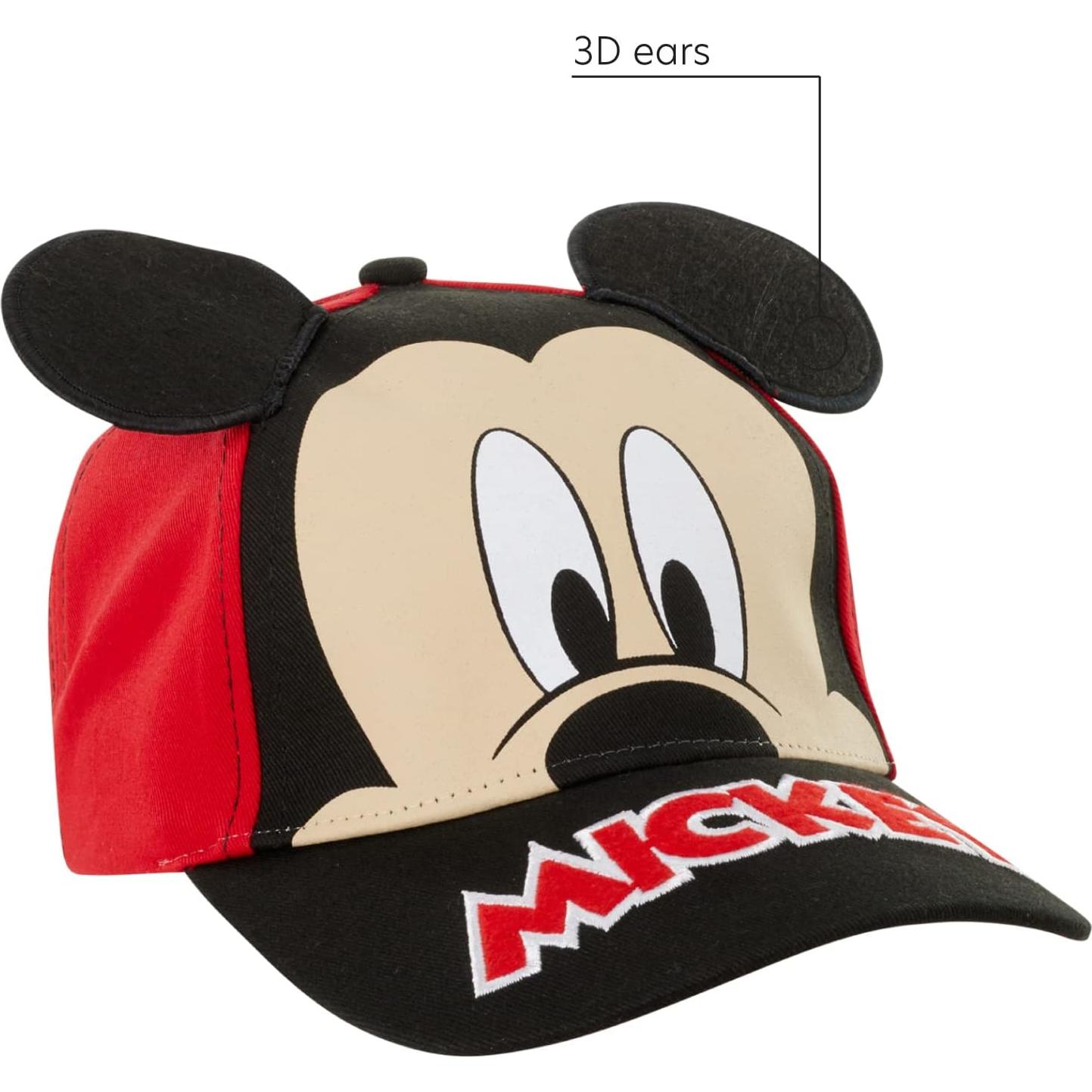 Gorra de béisbol Disney para niños con orejas 3D Mickey Mouse