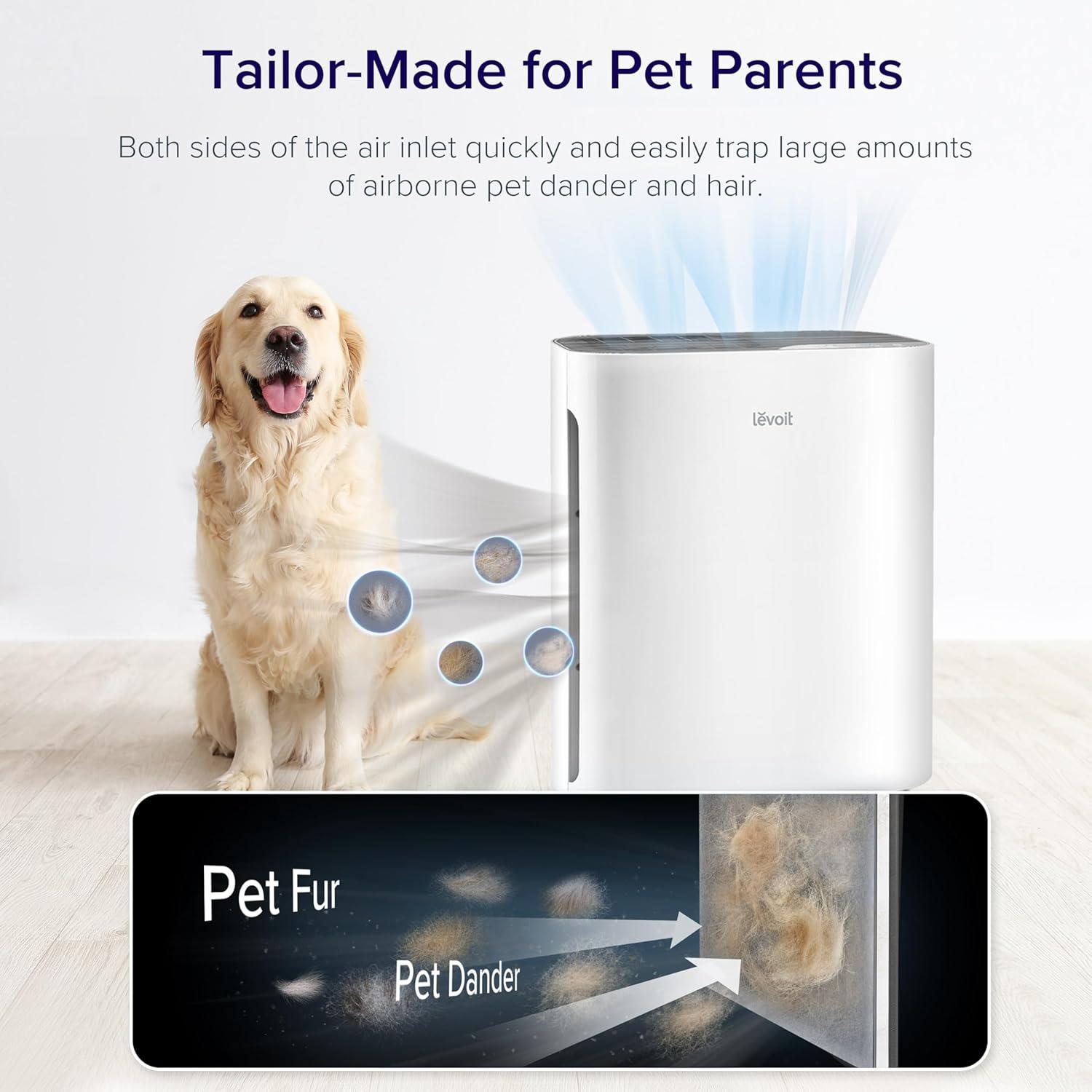 LEVOIT Air Purifier for Home Bedroom, Quiet Cleaner with Washable Pre-Filter for Allergies, Smoke, Dust, Pollen, AHAM VERIFIDE, Odor Eliminators for Large Room, Pet Hair Remover, Vital 100, White