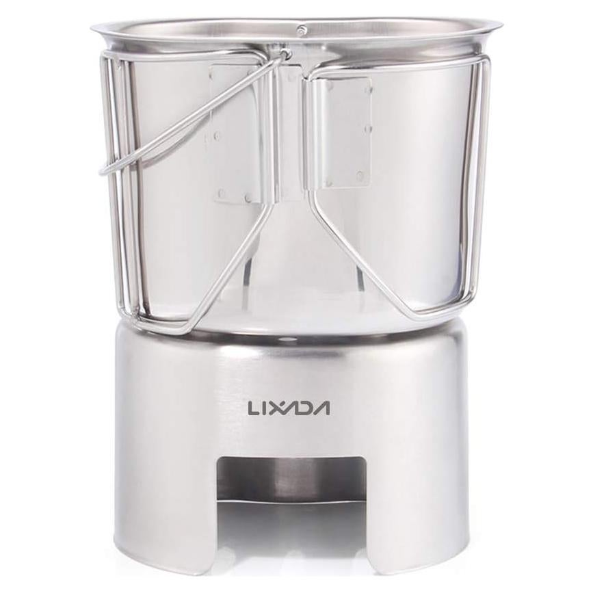 Cacerola Camping Lixada Acero Inoxidable con Estufa Madera