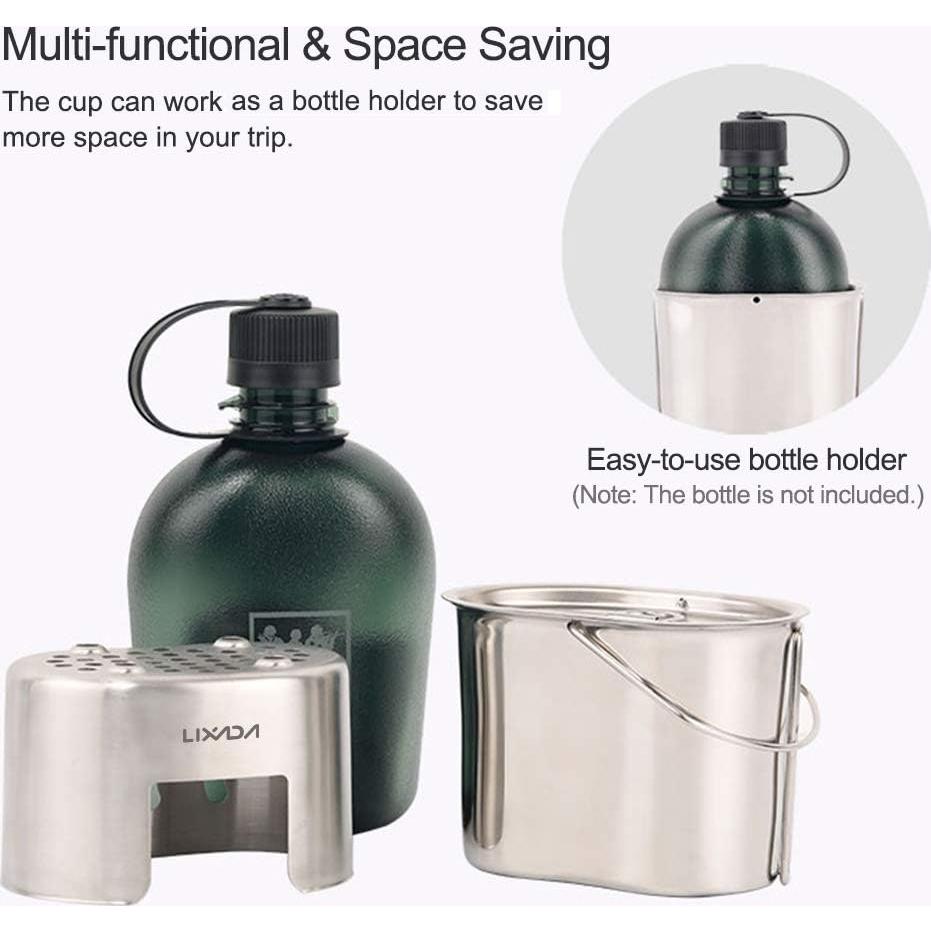 Cacerola Camping Lixada Acero Inoxidable con Estufa Madera