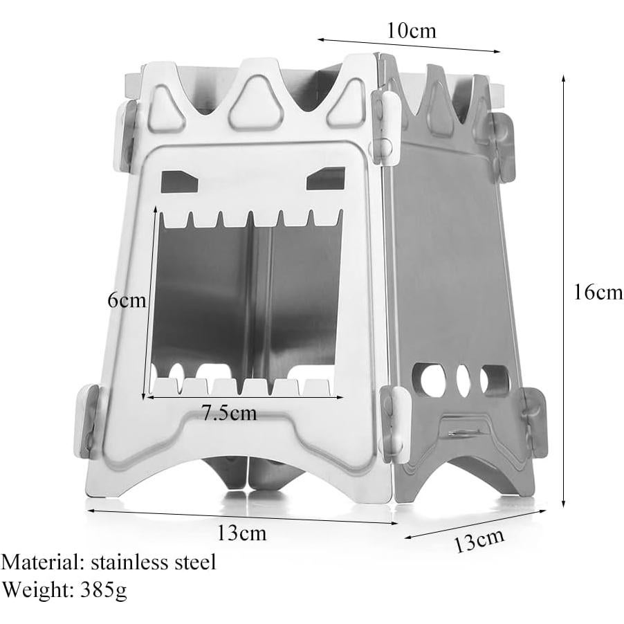 Estufa de Camping Portátil de Leña Acero Inoxidable 0.32 kg