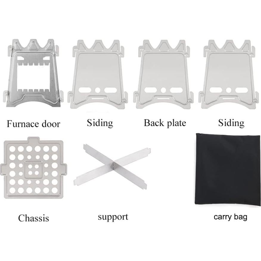 Estufa de Camping Portátil de Leña Acero Inoxidable 0.32 kg