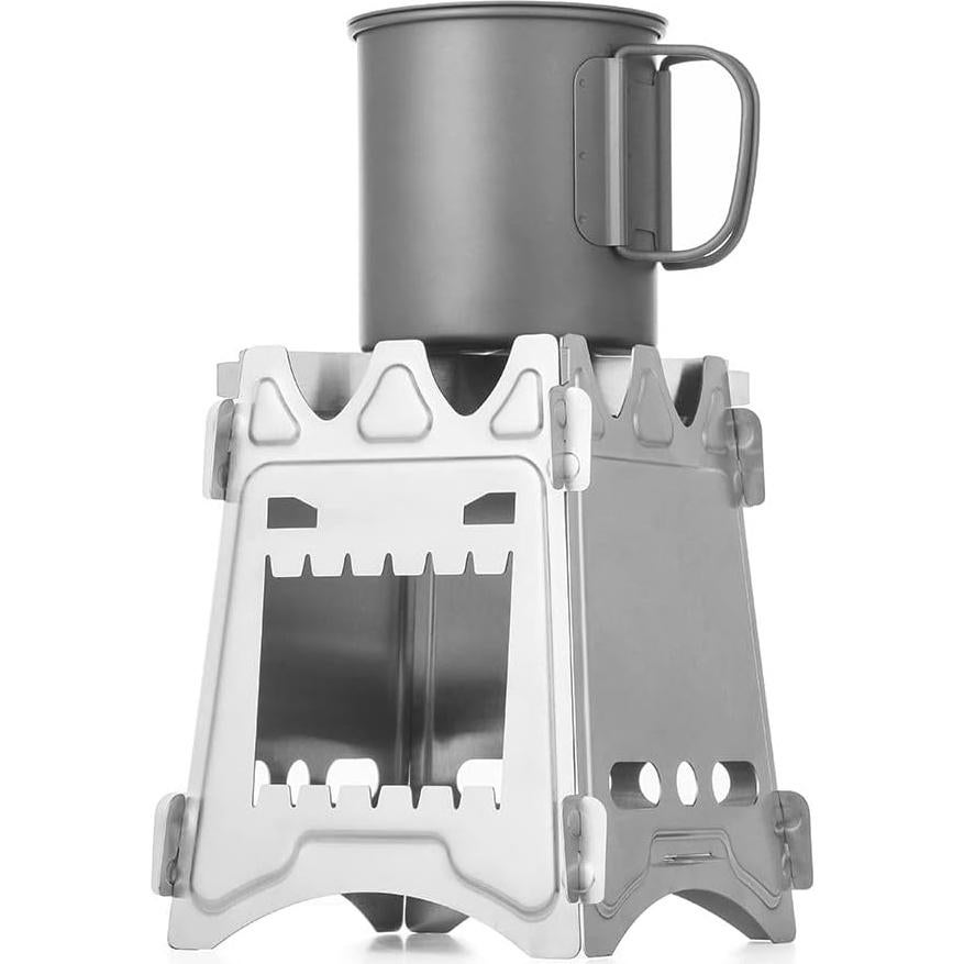 Estufa de Camping Portátil de Leña Acero Inoxidable 0.32 kg
