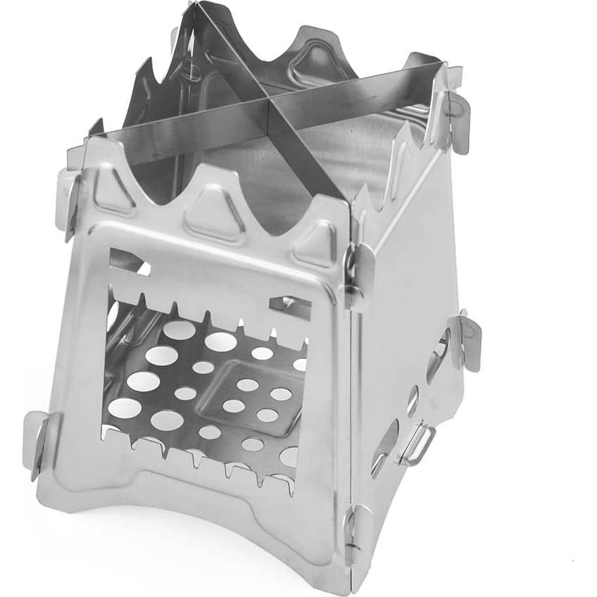 Estufa de Camping Portátil de Leña Acero Inoxidable 0.32 kg