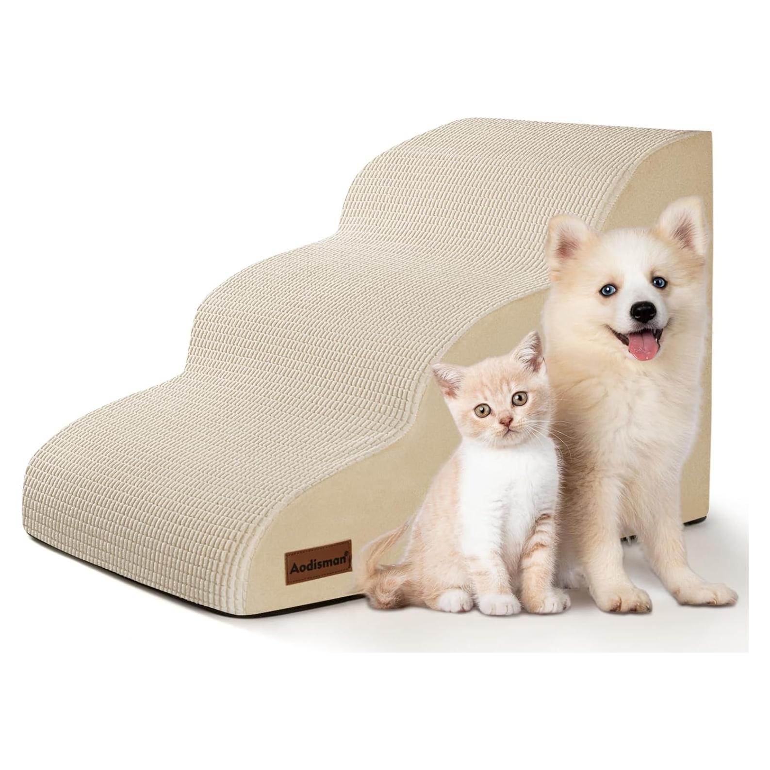 Escaleras para Perros Aodisman 3 Pasos Antideslizantes Beige