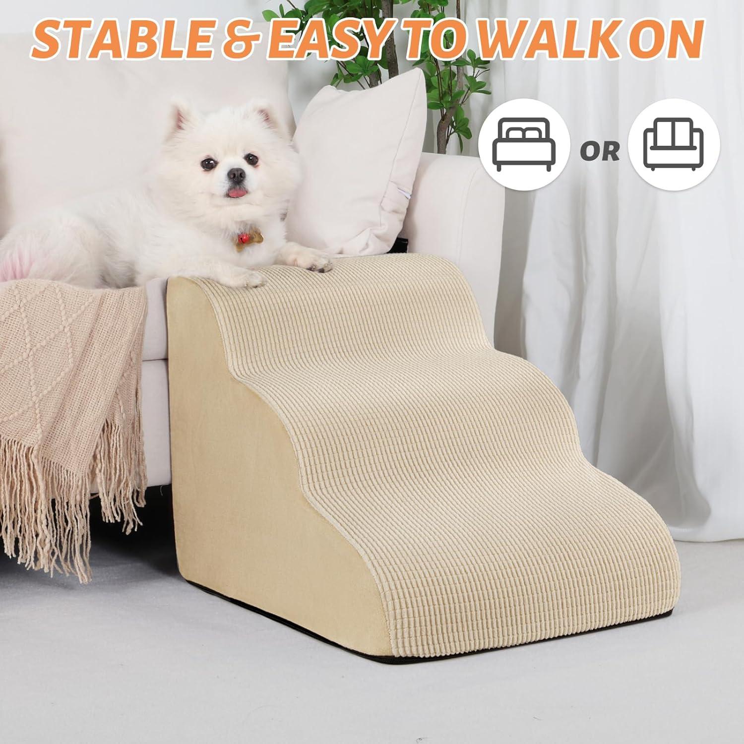 Escaleras para Perros Aodisman 3 Pasos Antideslizantes Beige