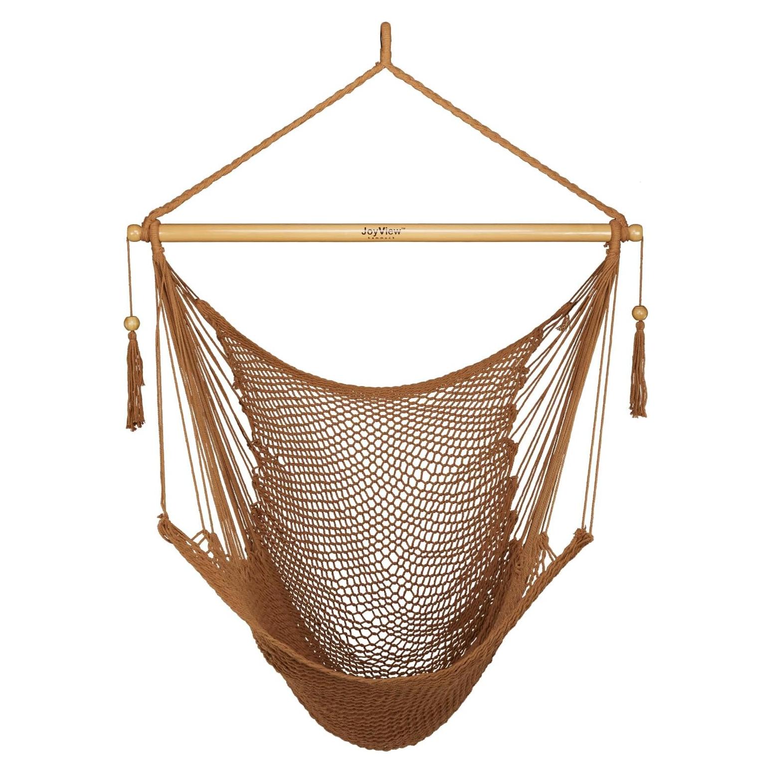 Silla Hamaca JoyView XL con Barra de Madera 240x91 cm Marrón