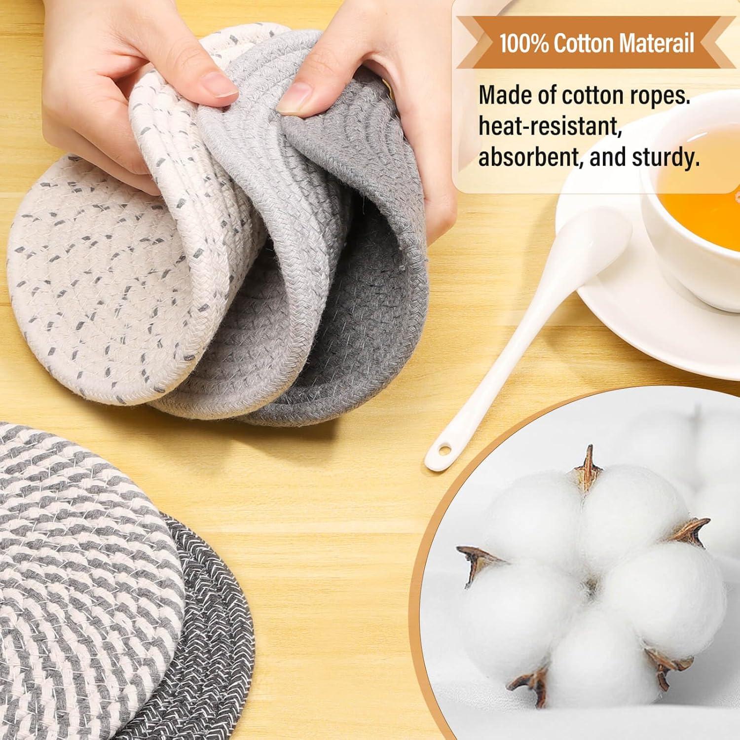 Juego de Trivets Tidponra 5 Piezas Algodón 17.78 cm Gris