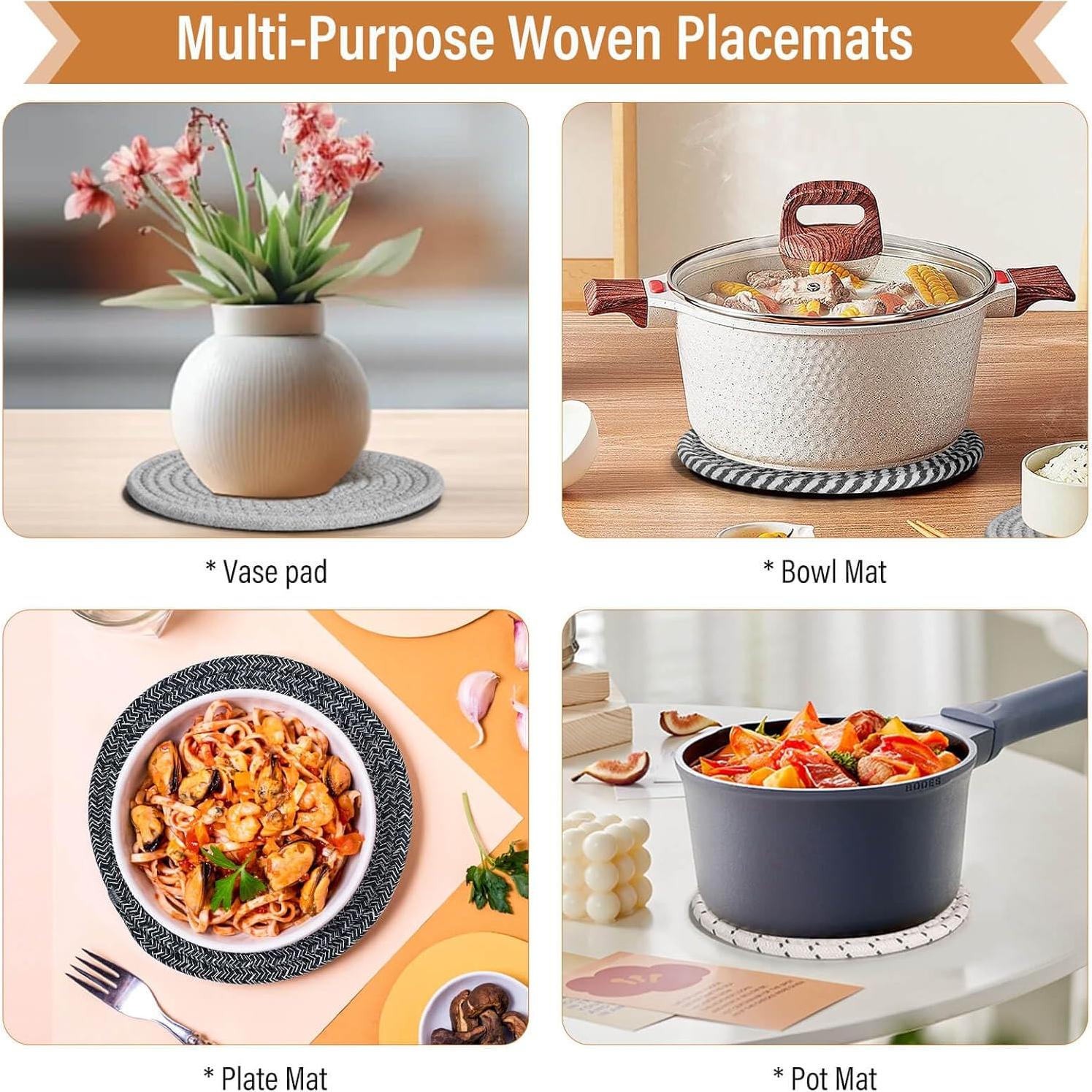 Juego de Trivets Tidponra 5 Piezas Algodón 17.78 cm Gris