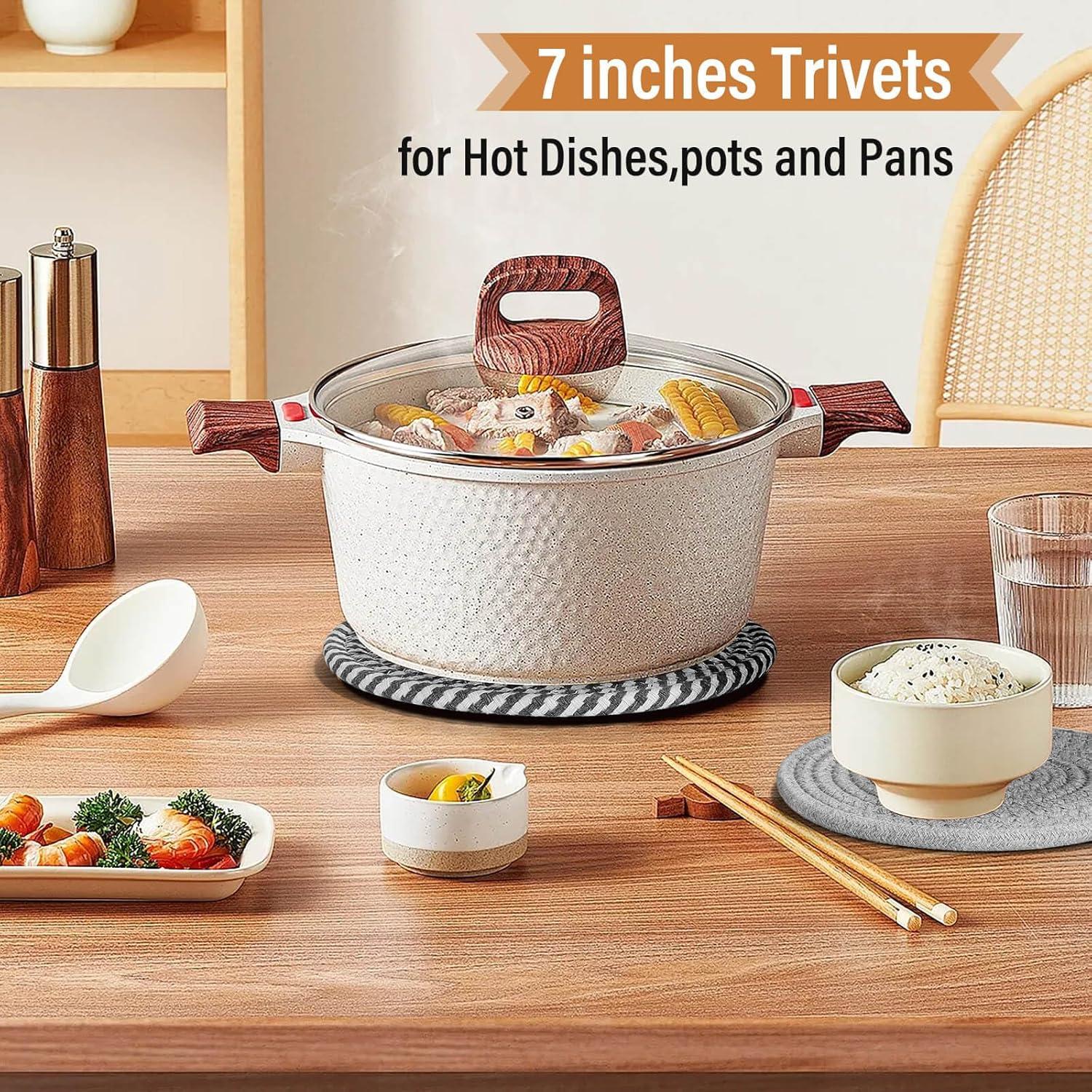 Juego de Trivets Tidponra 5 Piezas Algodón 17.78 cm Gris