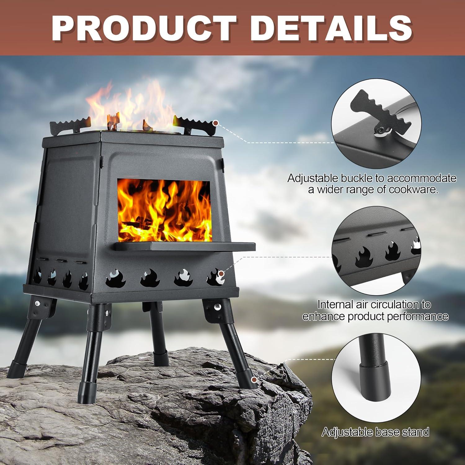 Estufa de Leña XDCFLA TL-01 Portátil Hierro Fundido Grande