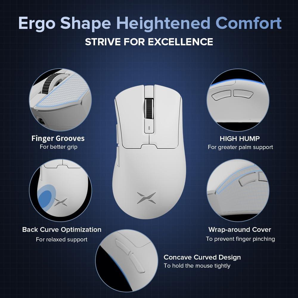 Ratón Gaming Inalámbrico DELUX M900PRO 8000Hz 63g RGB Blanco