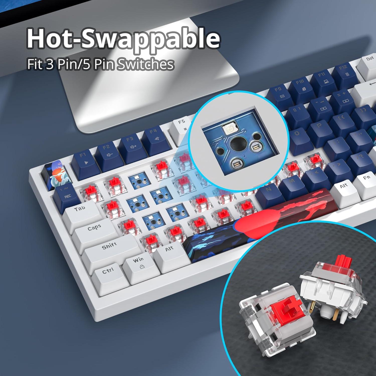 Teclado Mecánico GTSP 75% RGB 82 Teclas Gasket Azul