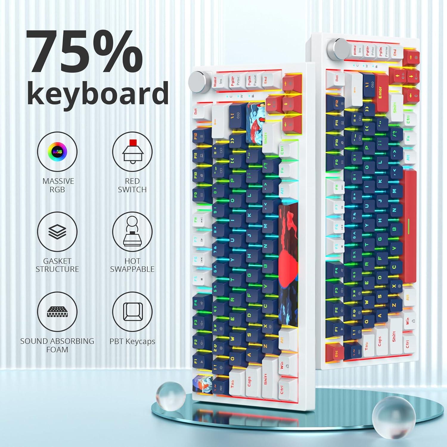 Teclado Mecánico GTSP 75% RGB 82 Teclas Gasket Azul