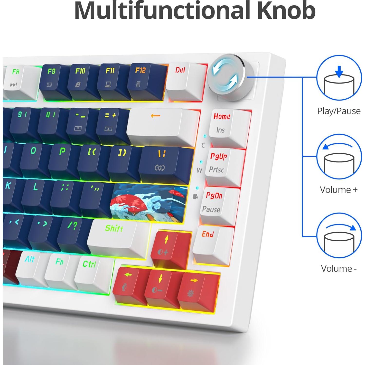Teclado Mecánico GTSP 75% RGB 82 Teclas Gasket Azul