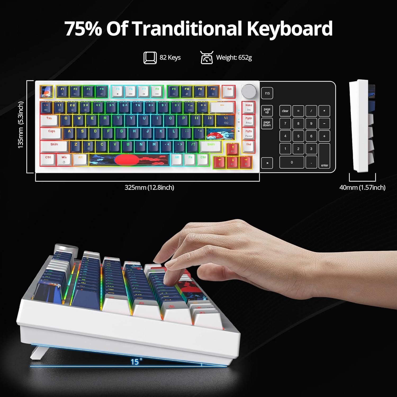 Teclado Mecánico GTSP 75% RGB 82 Teclas Gasket Azul