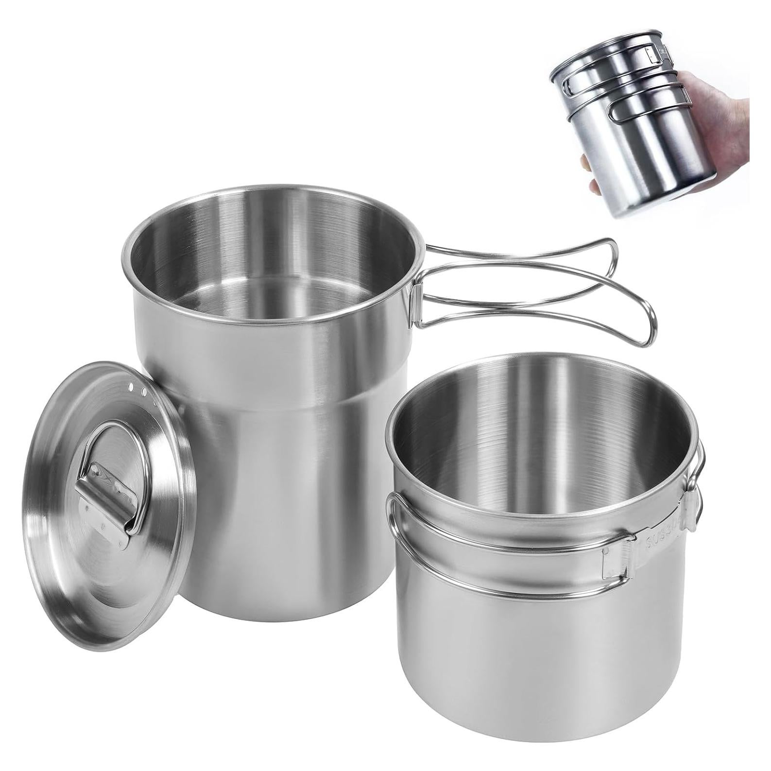 Juego de Tazas de Camping KOKKOYA Acero Inoxidable 2 Piezas