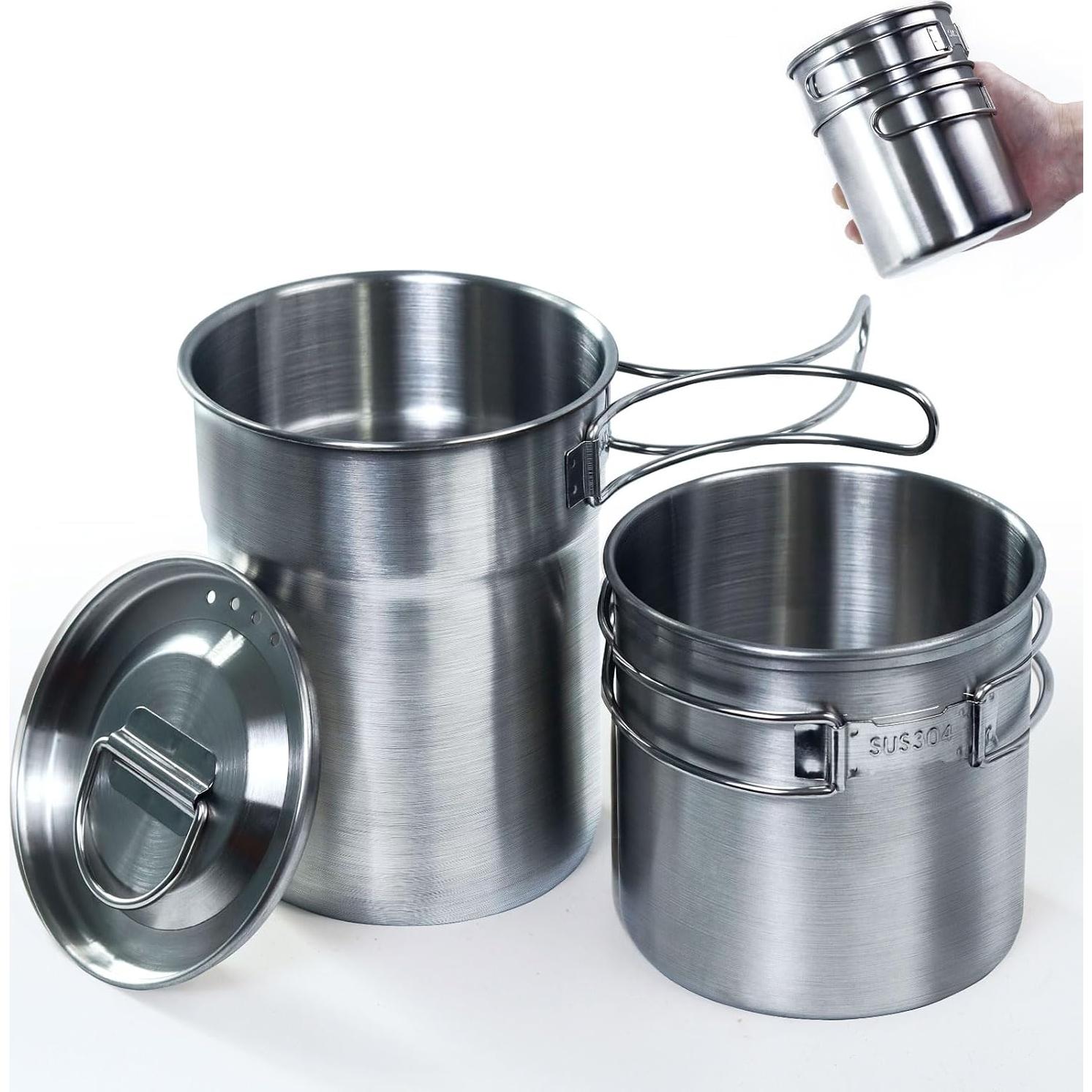 Juego de Tazas de Camping KOKKOYA Acero Inoxidable 2 Piezas