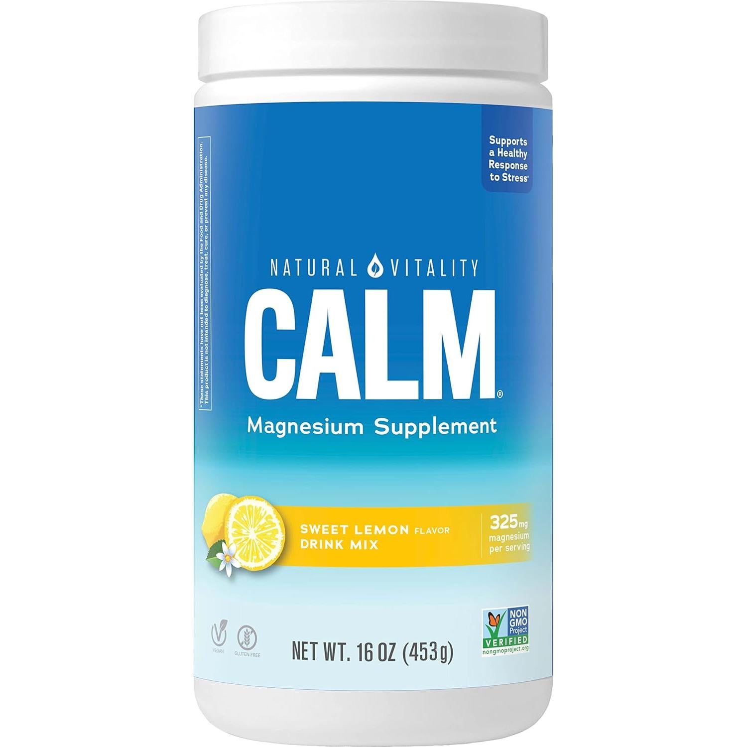 Natural Vitality Calm Suplemento de Magnesio en Polvo 454 g Limón
