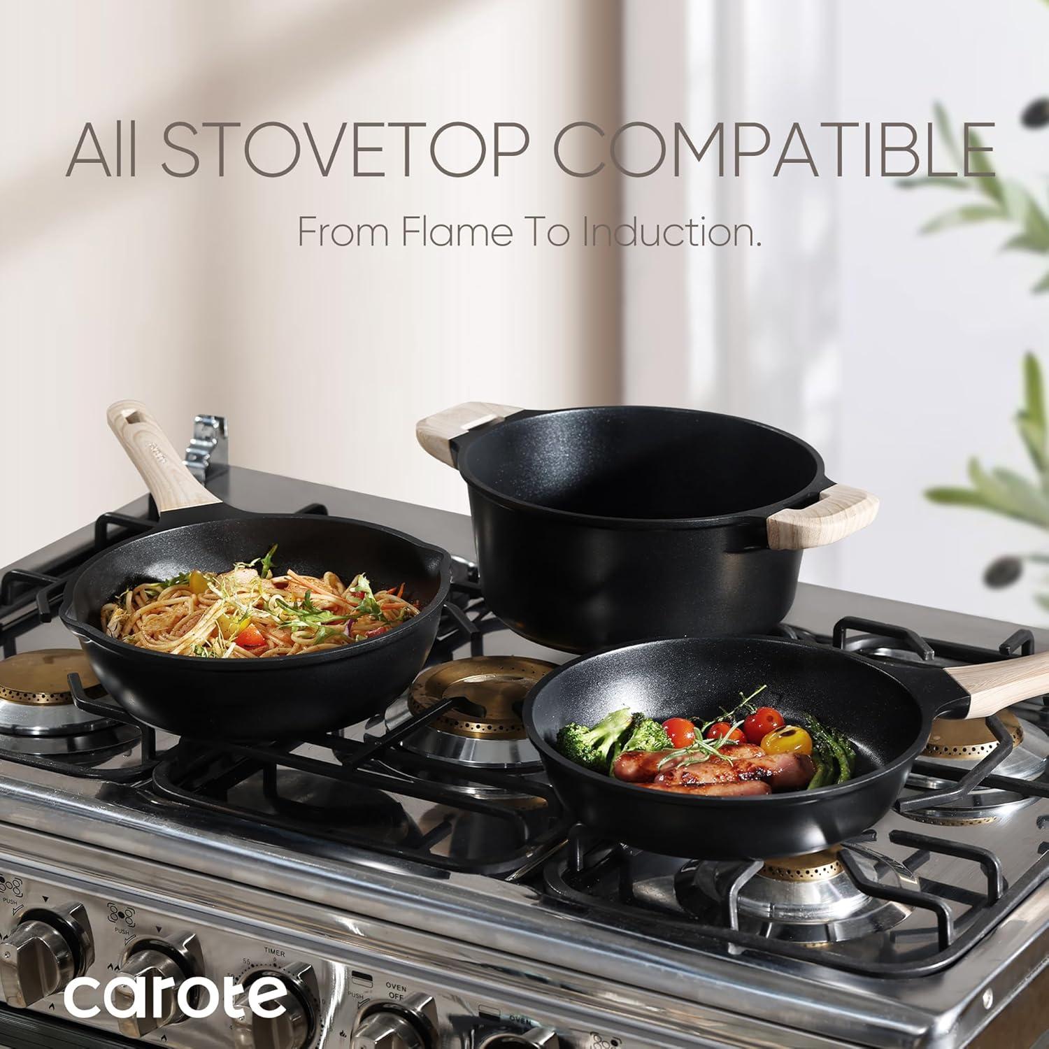 Juego de 8 Piezas de Ollas y Sartenes CAROTE Antiadherentes